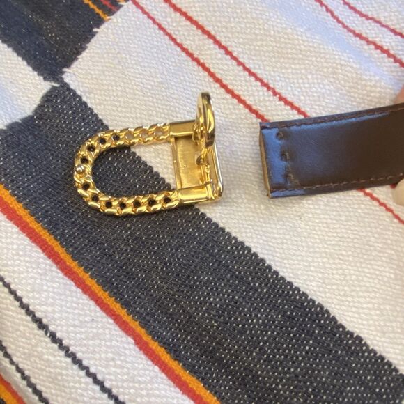Vintage Caggiano 22k Gold Plated Leather Belt. Reversible. Push Center. Italy. - Picture 10 of 11